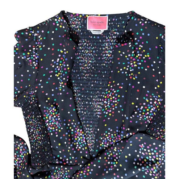 Kate Spade Confetti Print Long Sleeve Fit & Flare‎ Dress Size 8 Party Date Night - Picture 5 of 7